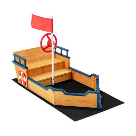 Kids Pirate Boat Wooden Sandbox Children Outdoor Playset LuxuryLifeWay Online Store