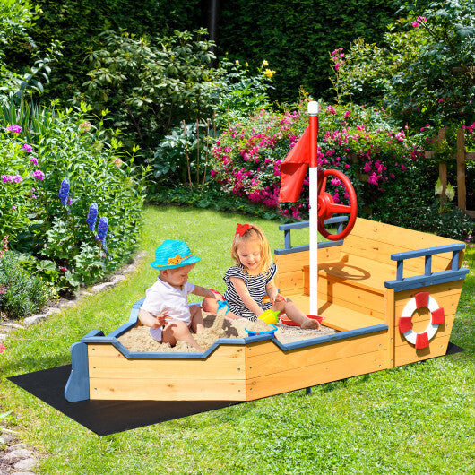 Kids Pirate Boat Wooden Sandbox Children Outdoor Playset LuxuryLifeWay Online Store