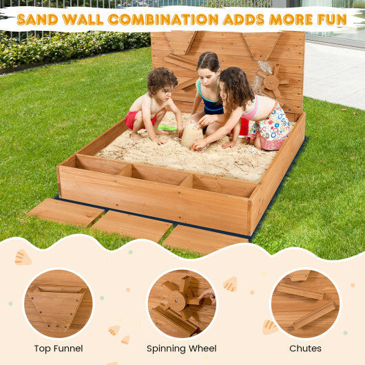 Kids Wooden Square Sandbox with Cover LuxuryLifeWay Online Store