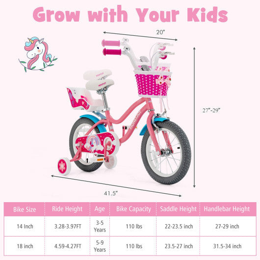 Kids Bicycle with Training Wheels and Basket for Boys and Girls Age 3-9 Years-14 inches LuxuryLifeWay Online Store