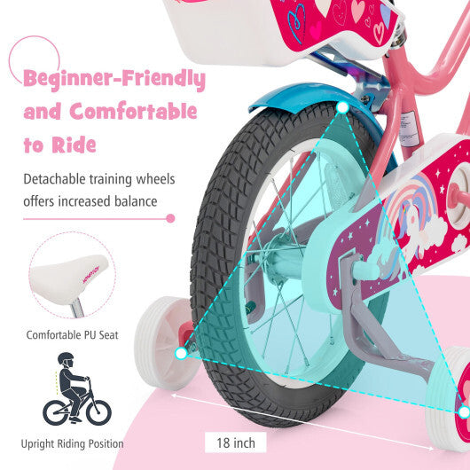 Kids Bicycle with Training Wheels and Basket for Boys and Girls Age 3-9 Years-14 inches LuxuryLifeWay Online Store