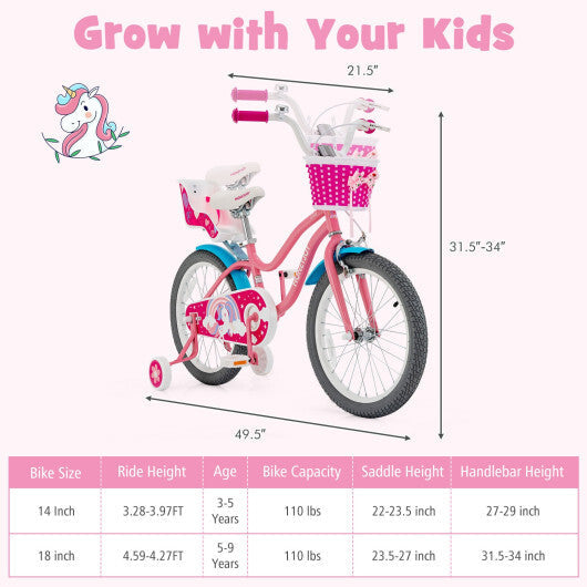 Kids Bicycle with Training Wheels and Basket for Boys and Girls Age 3-9 Years-14 inches LuxuryLifeWay Online Store