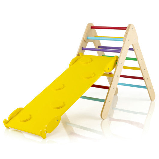 Patented 3-in-1 Wooden Climbing Triangle Set Triangle Climber with Ramp-Multicolor LuxuryLifeWay Online Store