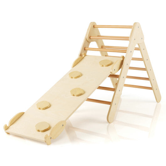 Patented 3-in-1 Wooden Climbing Triangle Set Triangle Climber with Ramp-Multicolor LuxuryLifeWay Online Store