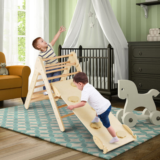 Patented 3-in-1 Wooden Climbing Triangle Set Triangle Climber with Ramp-Multicolor LuxuryLifeWay Online Store
