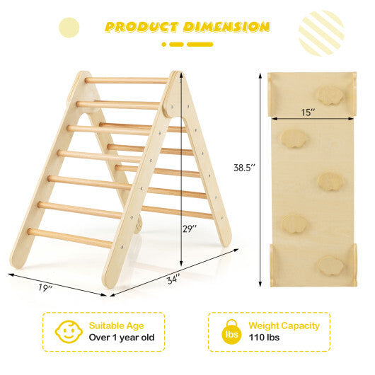 Patented 3-in-1 Wooden Climbing Triangle Set Triangle Climber with Ramp-Multicolor LuxuryLifeWay Online Store