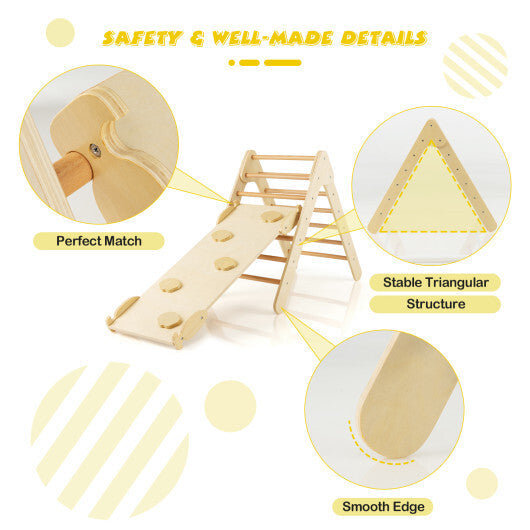 Patented 3-in-1 Wooden Climbing Triangle Set Triangle Climber with Ramp-Multicolor LuxuryLifeWay Online Store