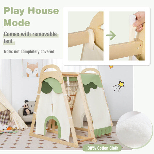 6-in-1 Wooden Kids Jungle Gym Playset with Slide Climbing Net-Natural LuxuryLifeWay Online Store