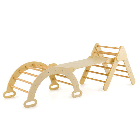 5-in-1 Wooden Kids Climber Toys with Triangle Arch Ramp-Natural LuxuryLifeWay Online Store