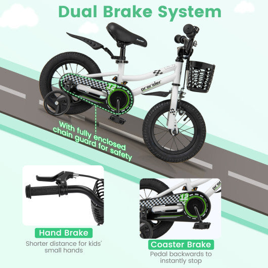 12 Inch Kids Bike Children Bicycle with Training Wheels for 3-4 Years Old-Navy LuxuryLifeWay Online Store