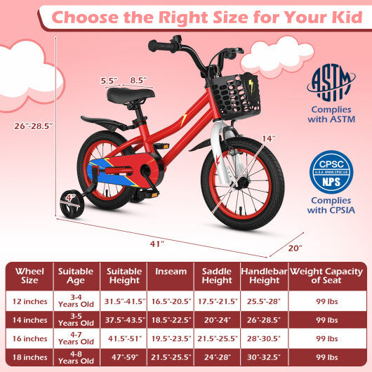 14 Inch Kids Bike Red with Pink Helmet Protective Set LuxuryLifeWay Online Store