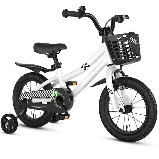 14 Inch Kids Bike White with Blue Helmet Protective Set LuxuryLifeWay Online Store