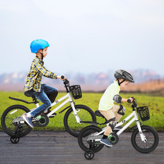 14 Inch Kids Bike White with Blue Helmet Protective Set LuxuryLifeWay Online Store