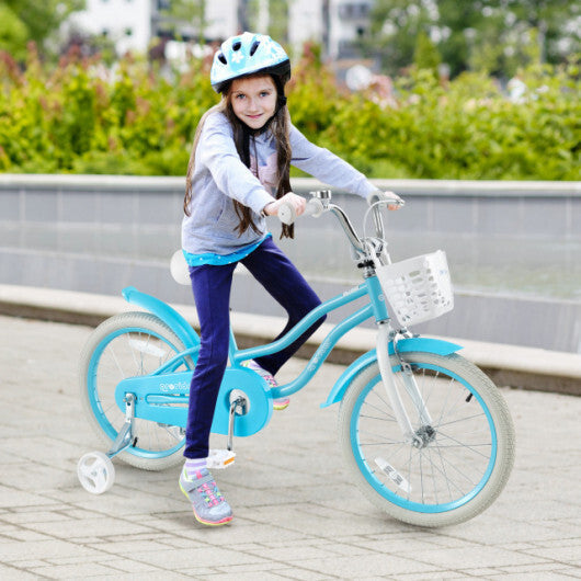 18 Inch Kids Bike with Helmet Protective Set Blue LuxuryLifeWay Online Store
