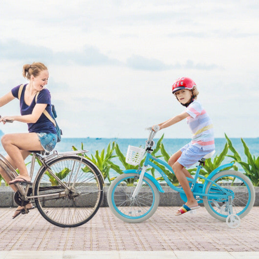 18 Inch Kids Bike with Helmet Protective Set Blue LuxuryLifeWay Online Store