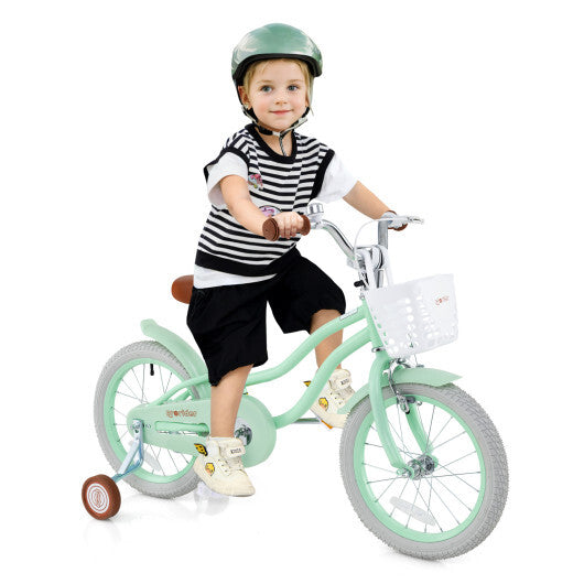 16 Inch Kids Bike with Adjustable Seat and Bell for Kids 3-8 Years Olds-16 inches - Color: Green - Size: 16 inches LuxuryLifeWay Online Store