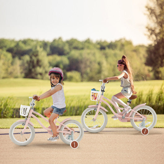 14 Inch Kid's Bike with Removable Training Wheels and Basket-Pink - Color: Pink - Size: 14 inches LuxuryLifeWay Online Store