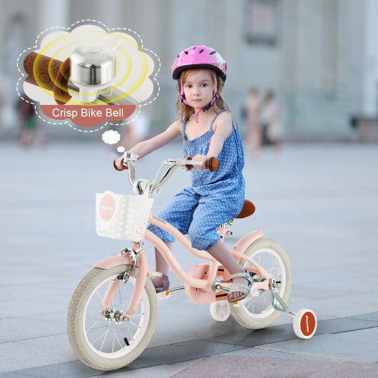 14 Inch Kid's Bike with Removable Training Wheels and Basket-Pink - Color: Pink - Size: 14 inches LuxuryLifeWay Online Store