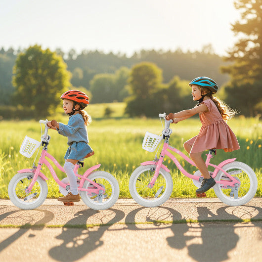 12 Inch Kids Bike with Training Wheels and Basket for Boys Girls 3-4 Years Old - Color: Peach - Size: 12 inches LuxuryLifeWay Online Store