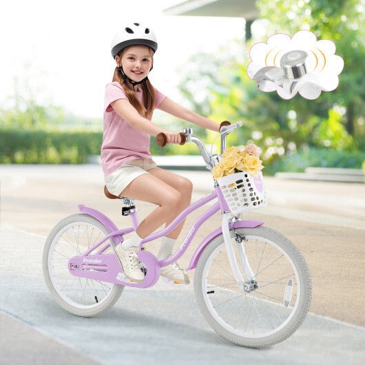 20 Inch Kids Bike with Helmet Protective Set Purple LuxuryLifeWay Online Store