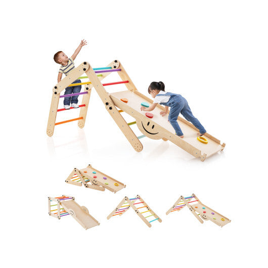 Climbing Triangle Ladder Toy Indoor Jungle Gym with Reversible Ramp-Multicolor LuxuryLifeWay Online Store