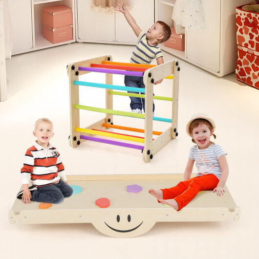 Climbing Triangle Ladder Toy Indoor Jungle Gym with Reversible Ramp-Multicolor LuxuryLifeWay Online Store