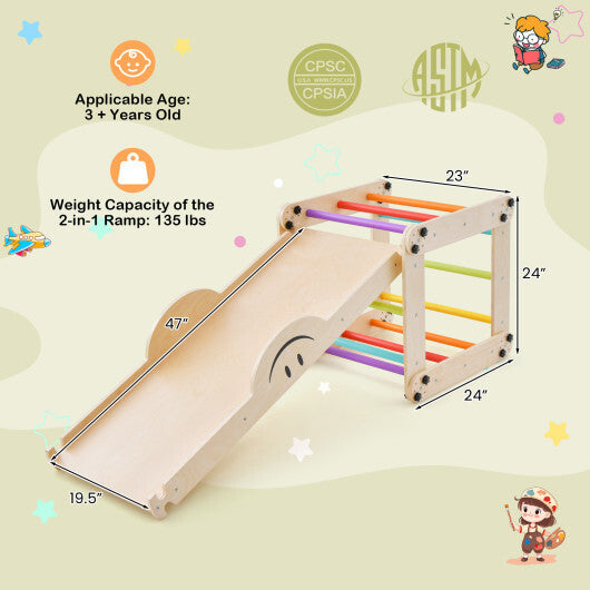 Climbing Triangle Ladder Toy Indoor Jungle Gym with Reversible Ramp-Multicolor LuxuryLifeWay Online Store