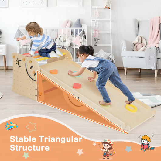 Wooden Climbing Toy Triangle Climber Set with Seesaw-Multicolor LuxuryLifeWay Online Store