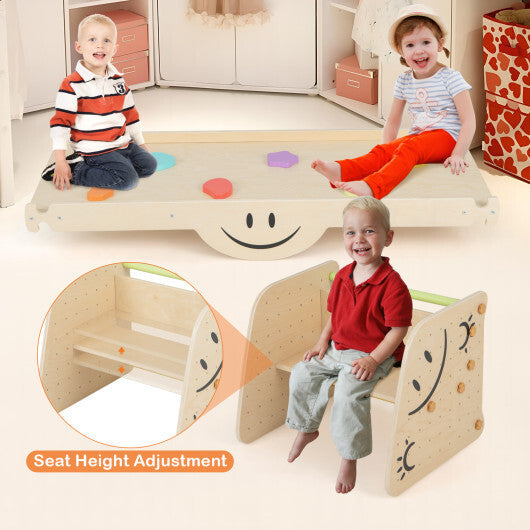 Wooden Climbing Toy Triangle Climber Set with Seesaw-Multicolor LuxuryLifeWay Online Store
