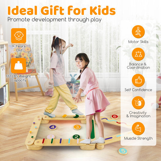 Montessori Balance Beam Set Wooden Balance Boards with Stepping Stones LuxuryLifeWay Online Store