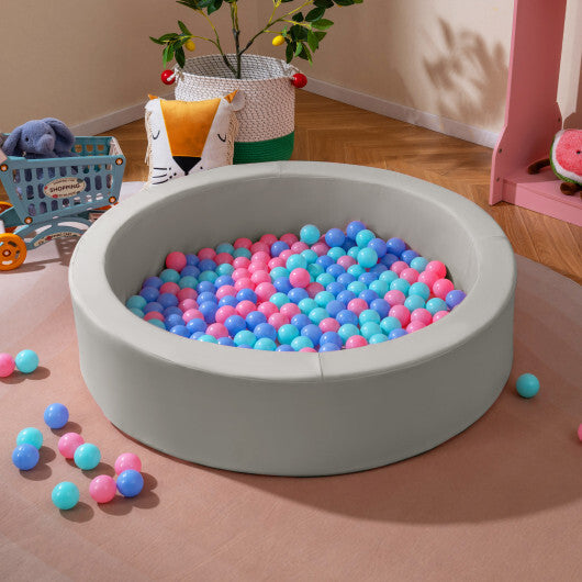 42.5 Inch Round Foam Ball Pits with 25D Sponge Filling and Washable PU Cover for Toddlers-Gray LuxuryLifeWay Online Store
