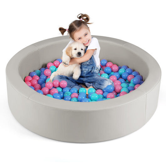 42.5 Inch Round Foam Ball Pits with 25D Sponge Filling and Washable PU Cover for Toddlers-Gray LuxuryLifeWay Online Store