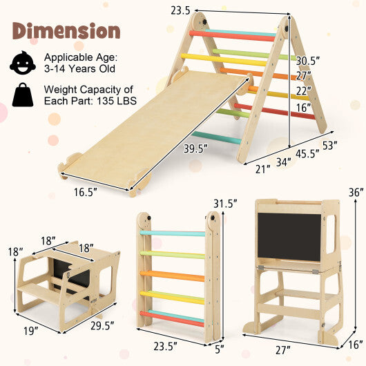 7-in-1 Toddler Climbing Toy Connected Table and Chair Set for Boys and Girls Aged 3-14 Years Old-Multicolor LuxuryLifeWay Online Store