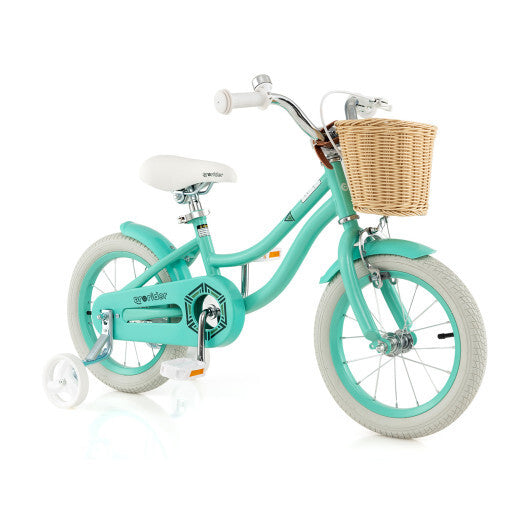 14-Inch Kids Bike with Training Wheels and Adjustable Handlebar Seat-Green - Color: Green LuxuryLifeWay Online Store