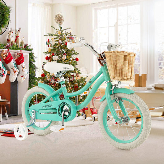 14-Inch Kids Bike with Training Wheels and Adjustable Handlebar Seat-Green - Color: Green LuxuryLifeWay Online Store