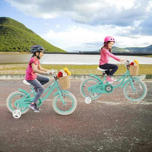 14-Inch Kids Bike with Training Wheels and Adjustable Handlebar Seat-Green - Color: Green LuxuryLifeWay Online Store