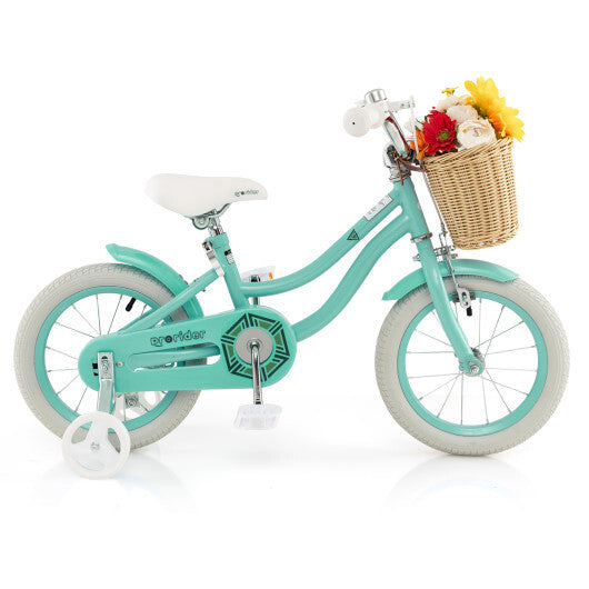 14-Inch Kids Bike with Training Wheels and Adjustable Handlebar Seat-Green - Color: Green LuxuryLifeWay Online Store