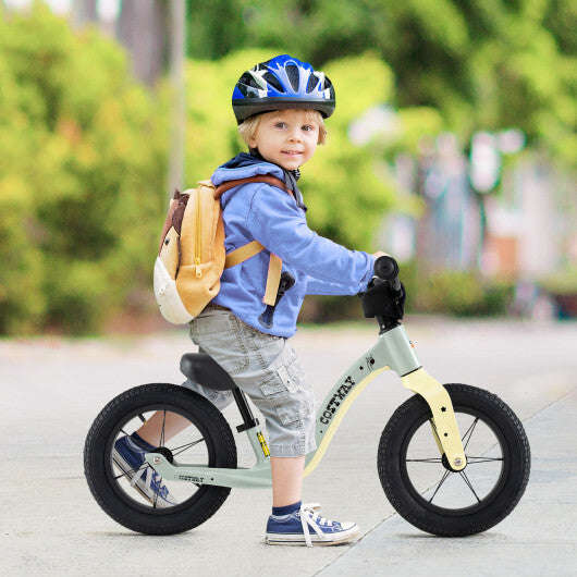 12-Inch Balance Bike with Adjustable Seat and Rotatable Handlebar for Over 36 Months Old-Green - Color: Green - Size: 12 inches LuxuryLifeWay Online Store