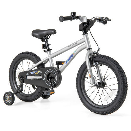 16-Inch Kids Bike Bicycle for Boys Girls 4-7 Adjustable with High Carbon Steel Frame-16 inches - Color: Silver - Size: 16 inches LuxuryLifeWay Online Store