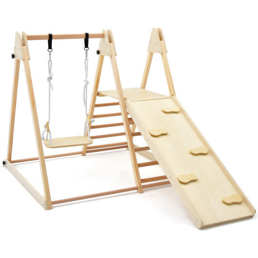 5-in-1 Indoor Jungle Gym Foldable Climber Playset with Fun Slide and Adjustable Swing LuxuryLifeWay Online Store