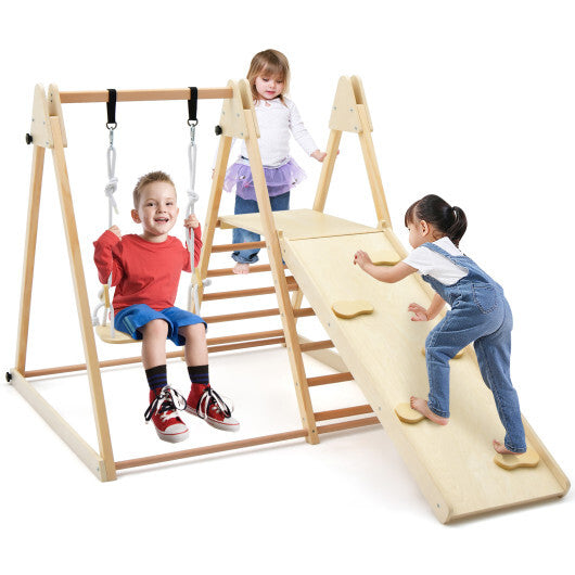 5-in-1 Indoor Jungle Gym Foldable Climber Playset with Fun Slide and Adjustable Swing LuxuryLifeWay Online Store