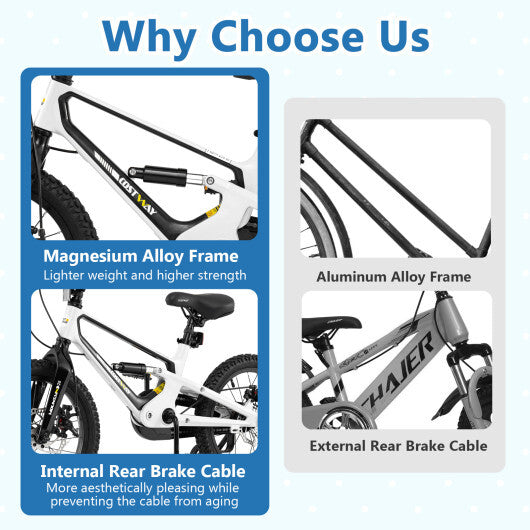 16 Inch Kids Bike Magnesium Alloy Bicycle Adjustable for Aged 4 to 7-16 inches LuxuryLifeWay Online Store