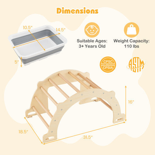 8 in 1 Climbing Arch Sensory Table with Collapsible Storage Bin for Kids-Natural LuxuryLifeWay Online Store