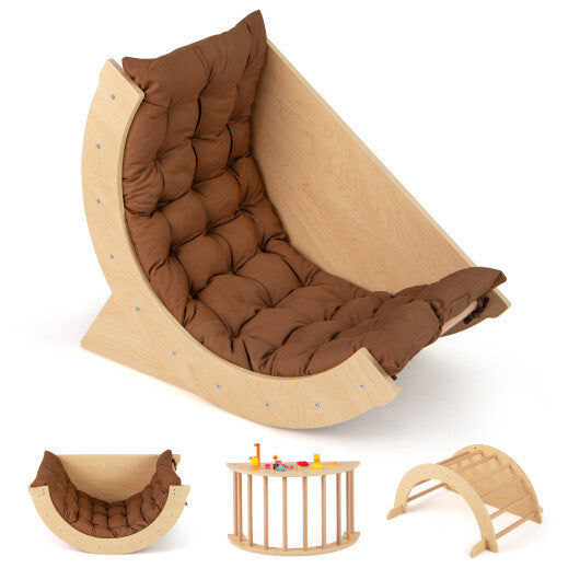 Kids Climbing Arch with Cushion Montessori Arch Climber/Rocker for Toddlers-Coffee LuxuryLifeWay Online Store