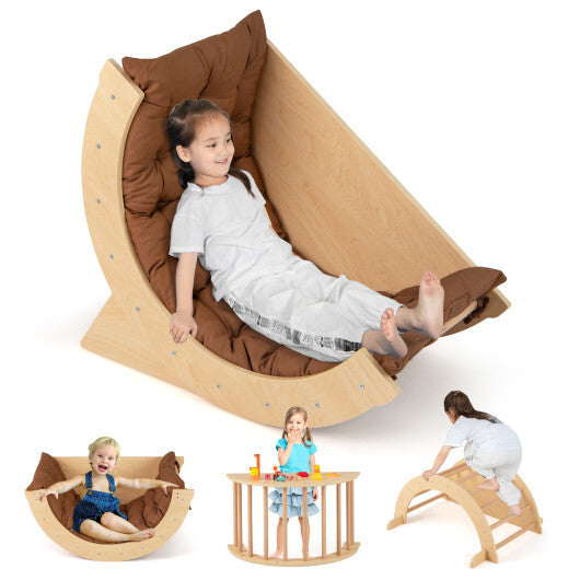 Kids Climbing Arch with Cushion Montessori Arch Climber/Rocker for Toddlers-Coffee LuxuryLifeWay Online Store