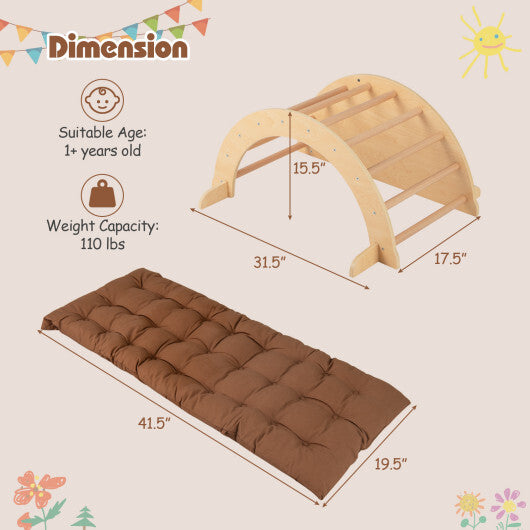 Kids Climbing Arch with Cushion Montessori Arch Climber/Rocker for Toddlers-Coffee LuxuryLifeWay Online Store