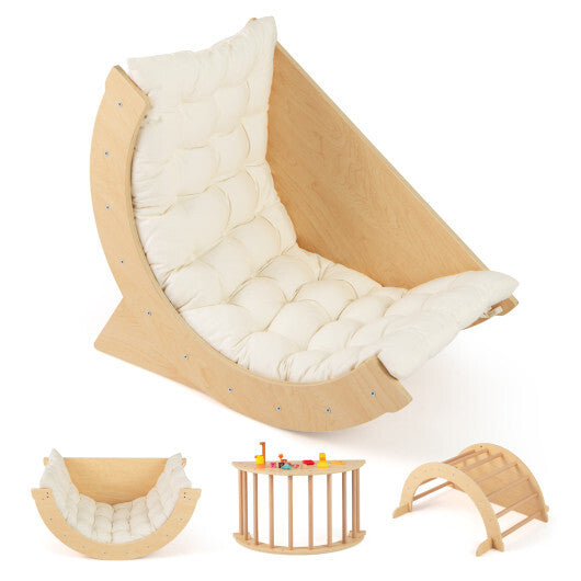 Kids Climbing Arch with Cushion Montessori Arch Climber/Rocker for Toddlers-Coffee LuxuryLifeWay Online Store