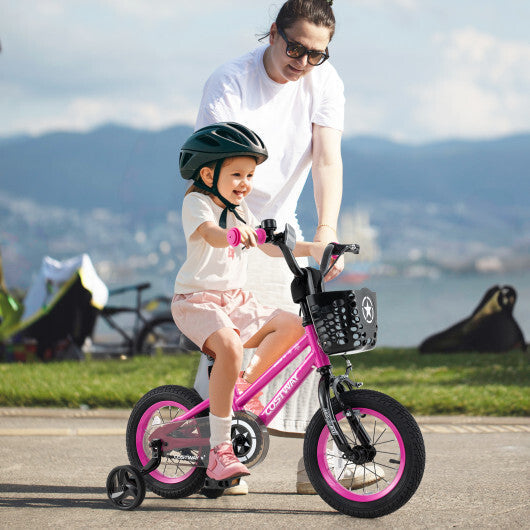 12 Inch Kids Bike Adjustable Bicycle with Front Basket for Children Aged 3-4 Years Old LuxuryLifeWay Online Store