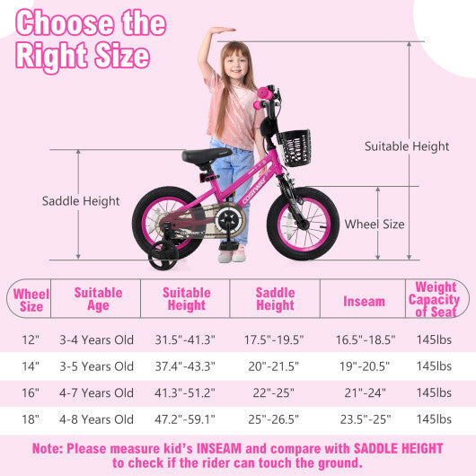 12 Inch Kids Bike Adjustable Bicycle with Front Basket for Children Aged 3-4 Years Old LuxuryLifeWay Online Store