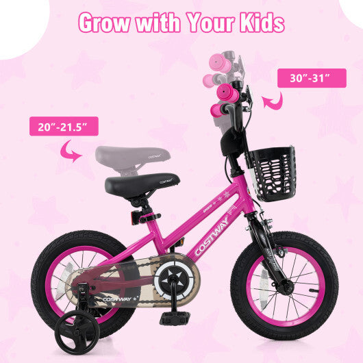 12 Inch Kids Bike Adjustable Bicycle with Front Basket for Children Aged 3-4 Years Old LuxuryLifeWay Online Store